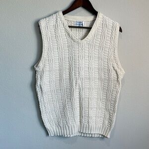 Northeast Knitting Mills Cream Cotton Vintage Sweater Vest Made In USA Size M